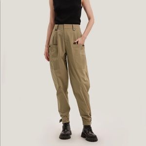 Brand New Gentle Herd Pocket Taper Cotton-Blend Ankle Pants Size Large Khaki